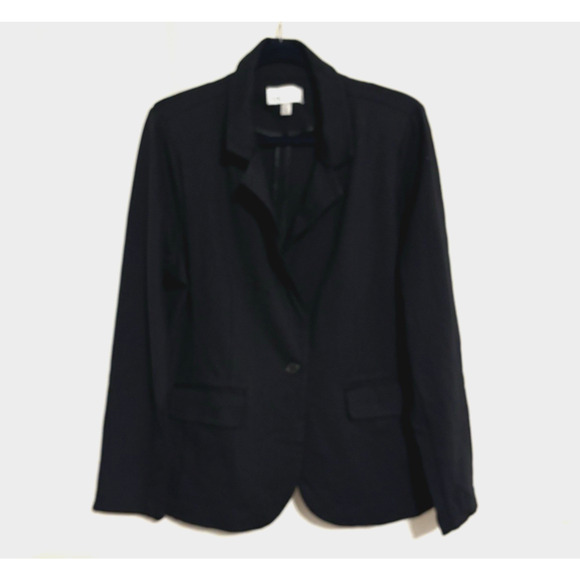 Nordstrom Womens Blazer Black 1X Stretch Fitted - Picture 1 of 9